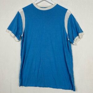 Moxie Equestrian Womens L Blue & White Tee Shirt Top Short Sleeve Horse Riding